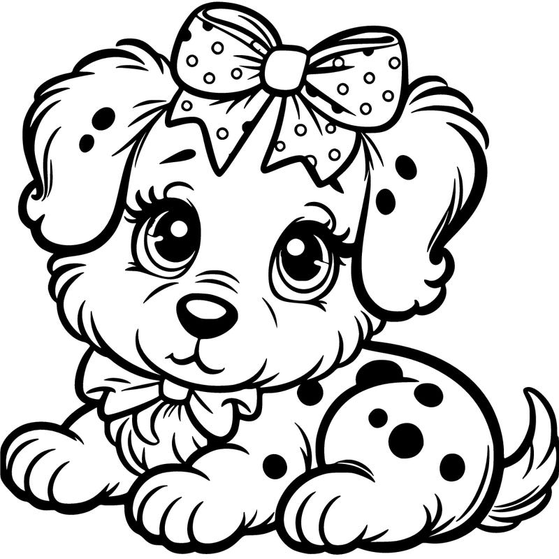 puppy with bow on head