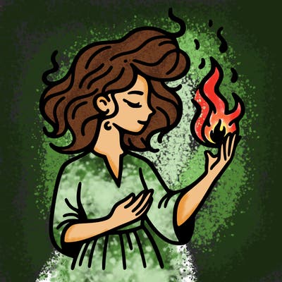 woman with fire