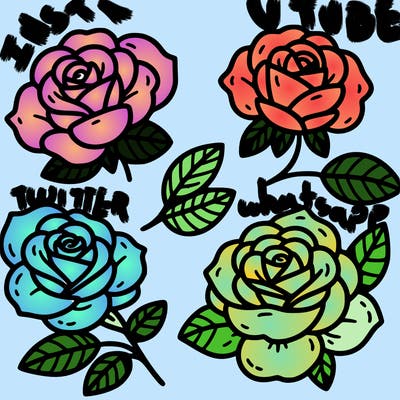 cute four pieces roses