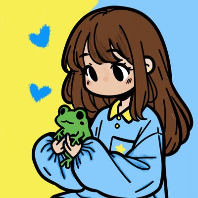 girl with long hair and a oversized shirt. and she is holding a frog