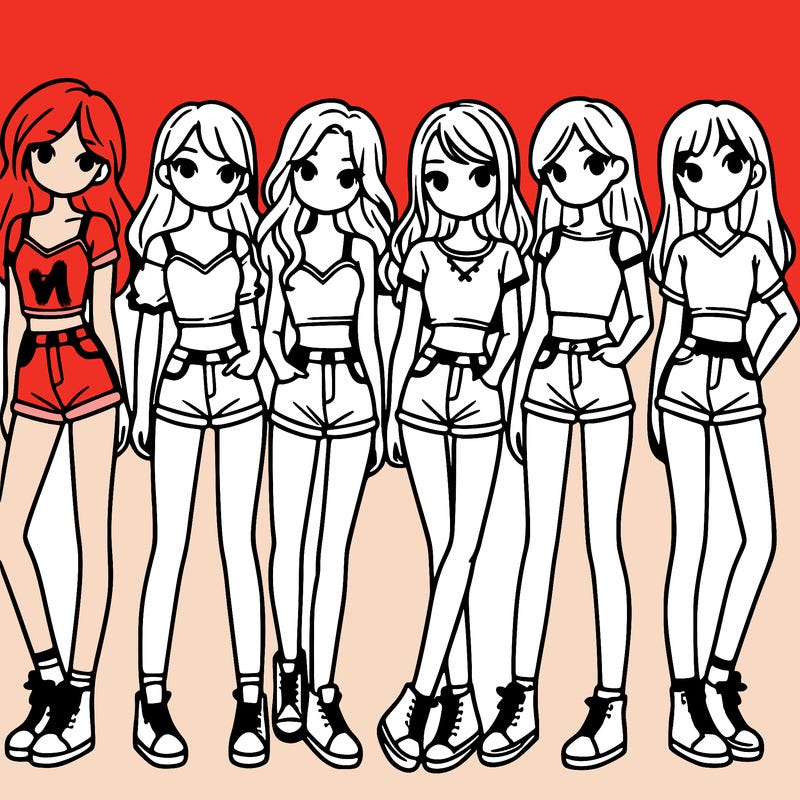 a group of girls wearing crop tops and shorts