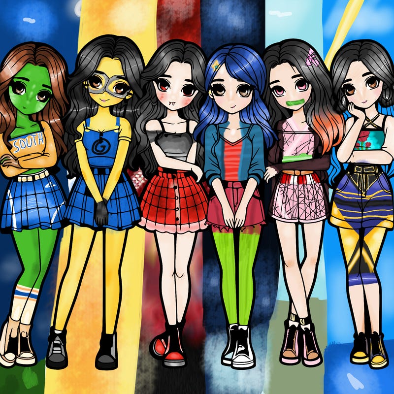 a group of girls realistic