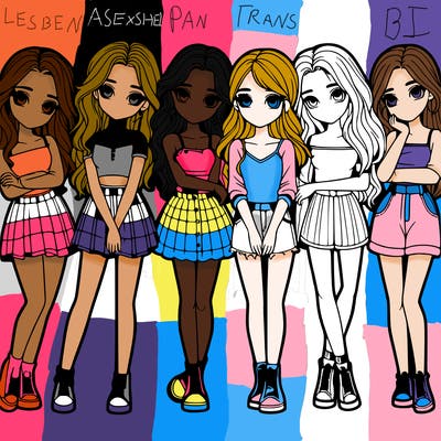 a group of girls realistic