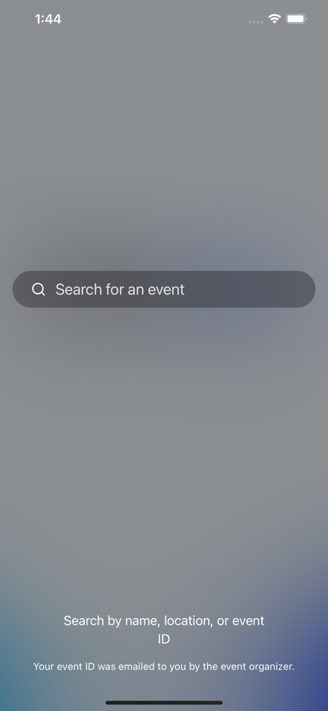 Search screen for the PTC26 event mobile application