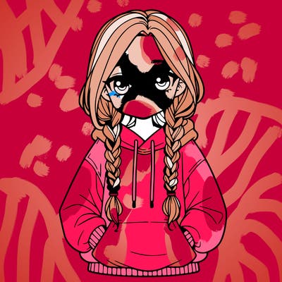 a realistic girl with a oversized hoodie and she has braids