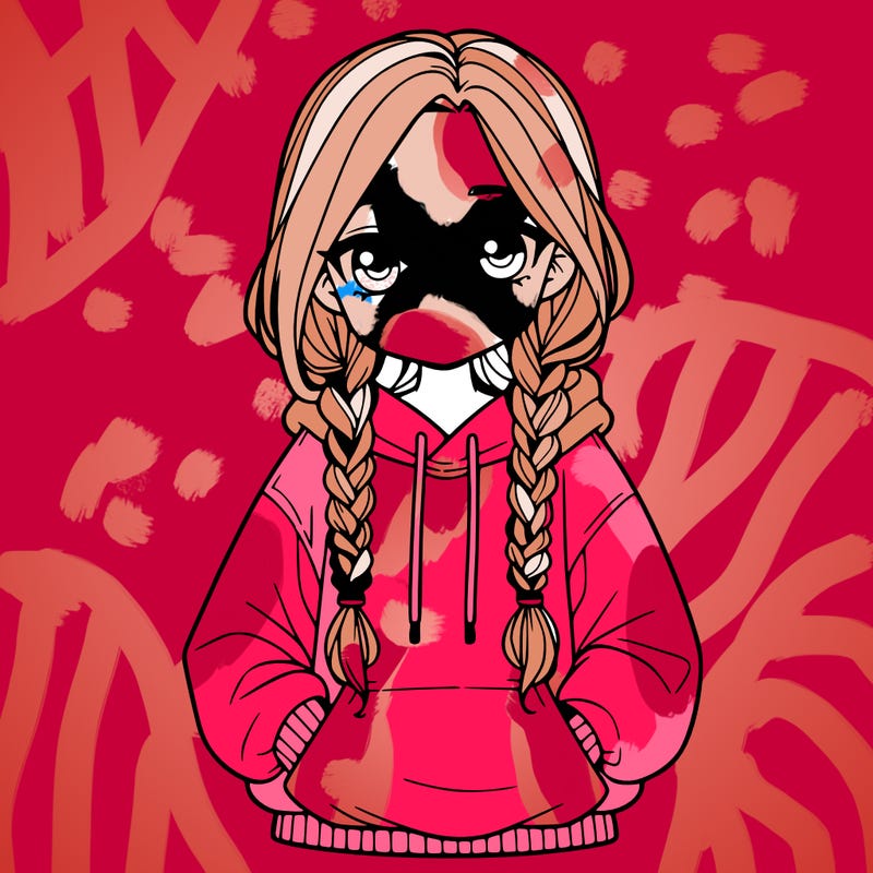 a realistic girl with a oversized hoodie and she has braids