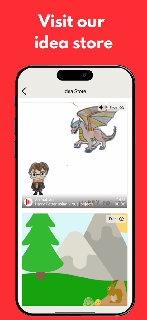 Animatives - stop motion maker - Animatives app Idea Store showing stop motion animation project examples.