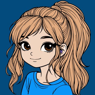 realistic girl with ponytail