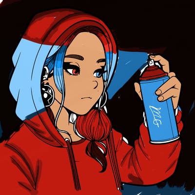 a realistic girl, spray painting