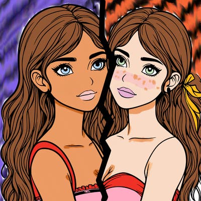 split realistic girl