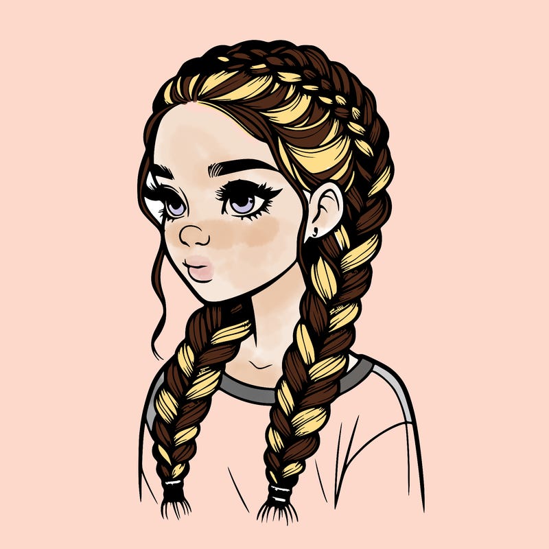 realistic girl with braids