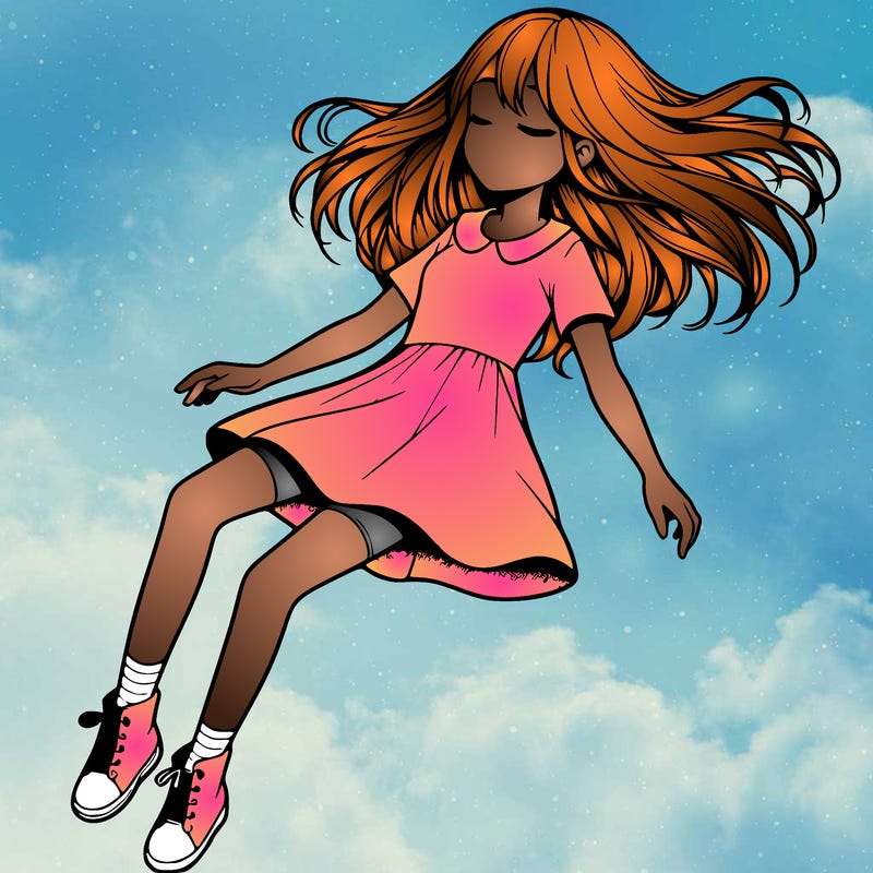 realistic girl floating