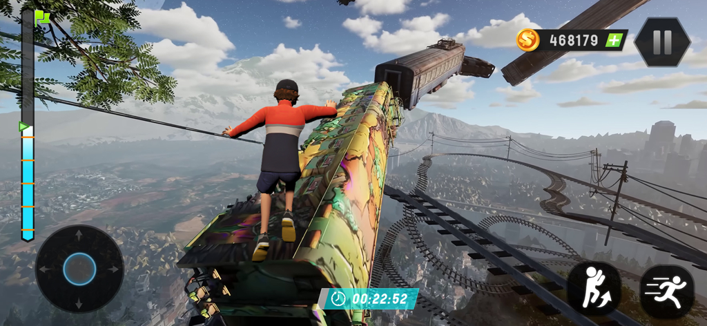Going Jump Up: Parkour Games - A character climbs a vertical graffiti train car in Going Jump Up Parkour Games
