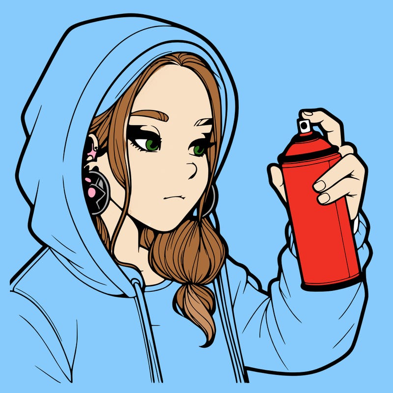 a realistic girl, spray painting