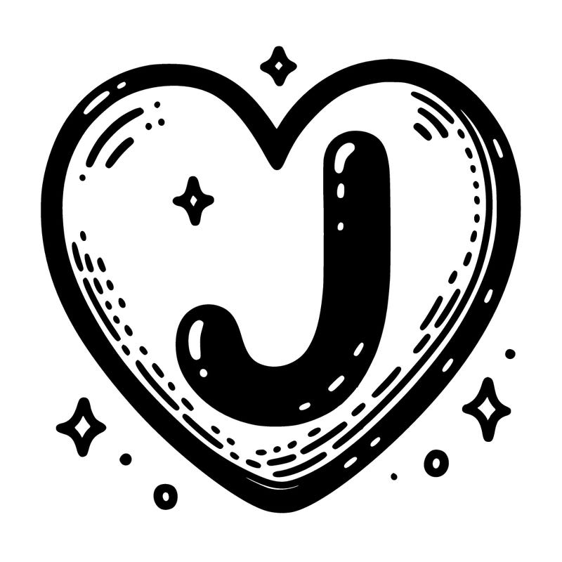 a heart with the letter j in the middle