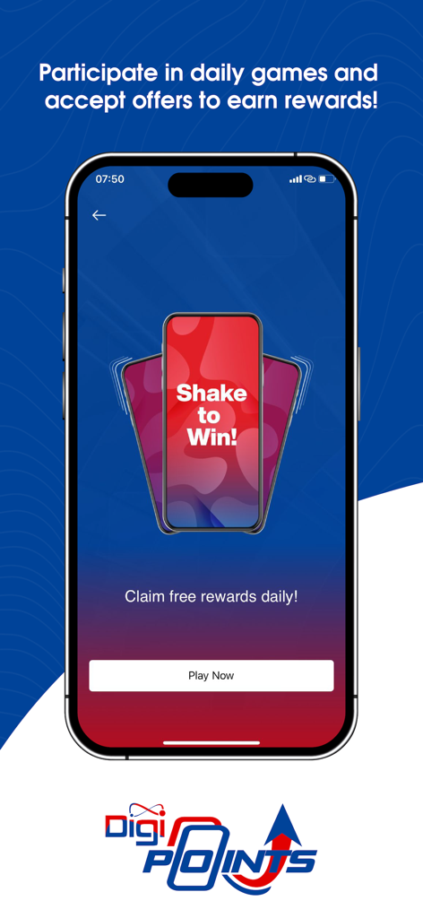 DigiPoints BZ - DigiPoints BZ app interface featuring the Shake to Win game for daily rewards