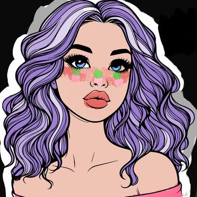 realistic girl with wavy hair and lips