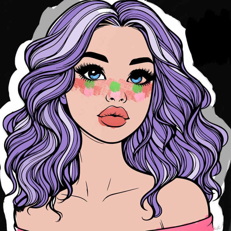 realistic girl with wavy hair and lips