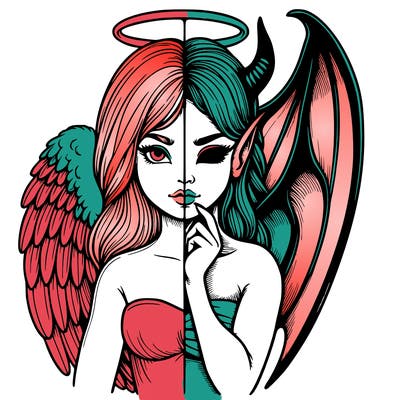 realistic angel half demon