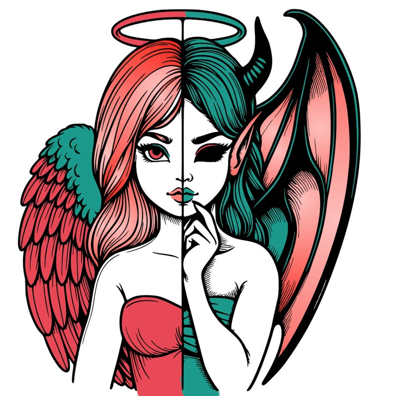 realistic angel half demon