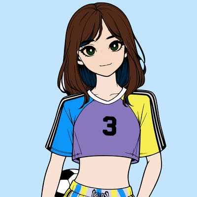 realistic girl wearing soccer jersey