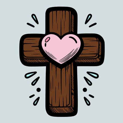 christian cross with heart