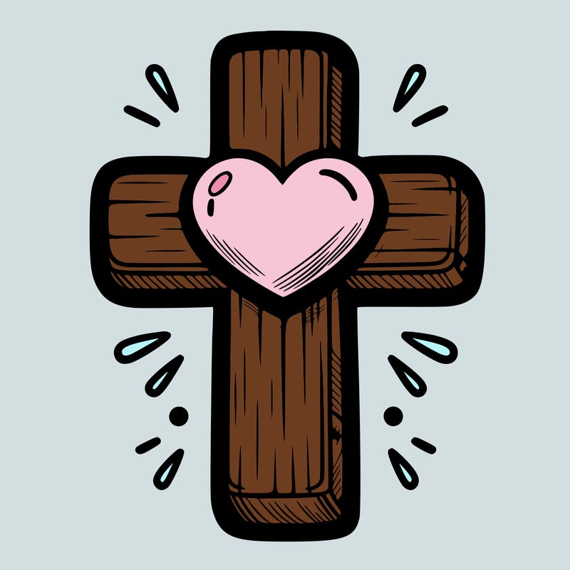 christian cross with heart