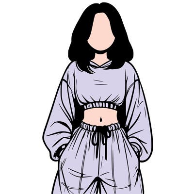 realistic girl faceless with baggy pants and a crop top