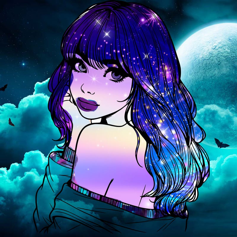 realistic girl with bangs looking over her shoulder