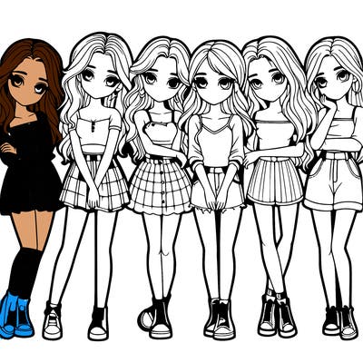 a group of girls realistic