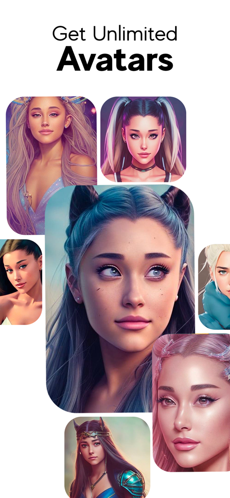 Dreams AI Art Generator - A collection of artistic AI-generated avatars in various styles including fantasy and realism