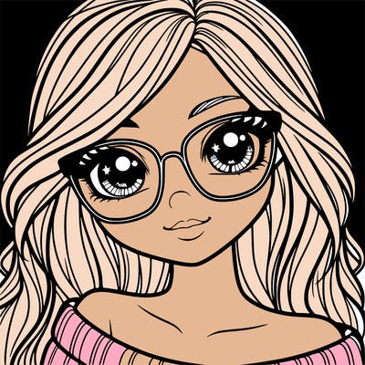 girl with beautiful eyes, hair, and glasses