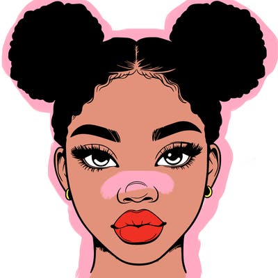 realistic black woman with two buns