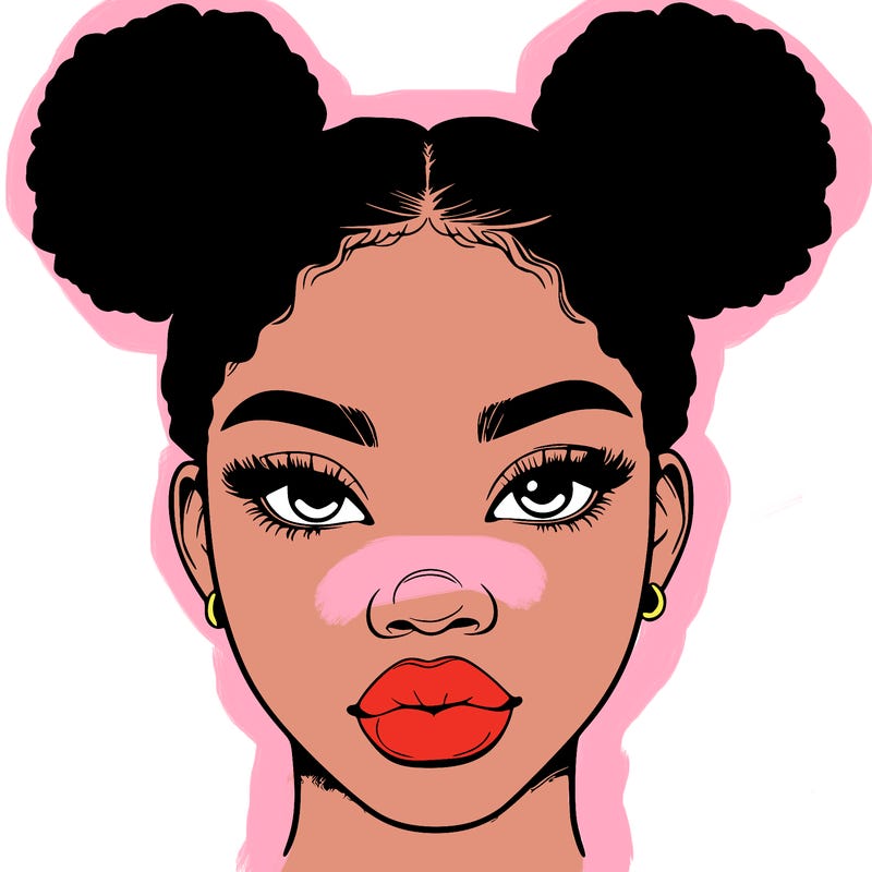 realistic black woman with two buns