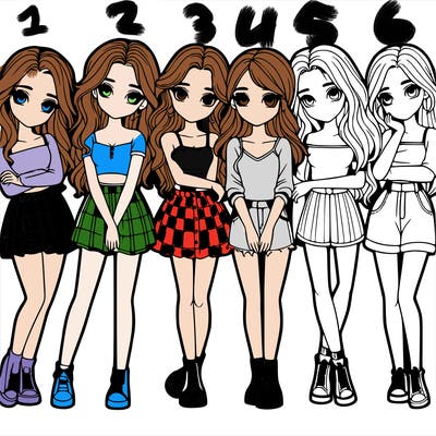 a group of girls realistic