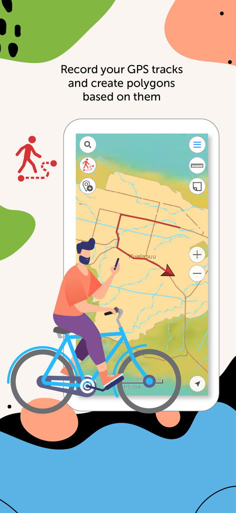 eLiteMap - eLiteMap app interface showing GPS track recording and polygon creation on a field map