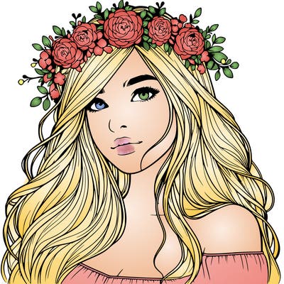 realistic girl with flower crown