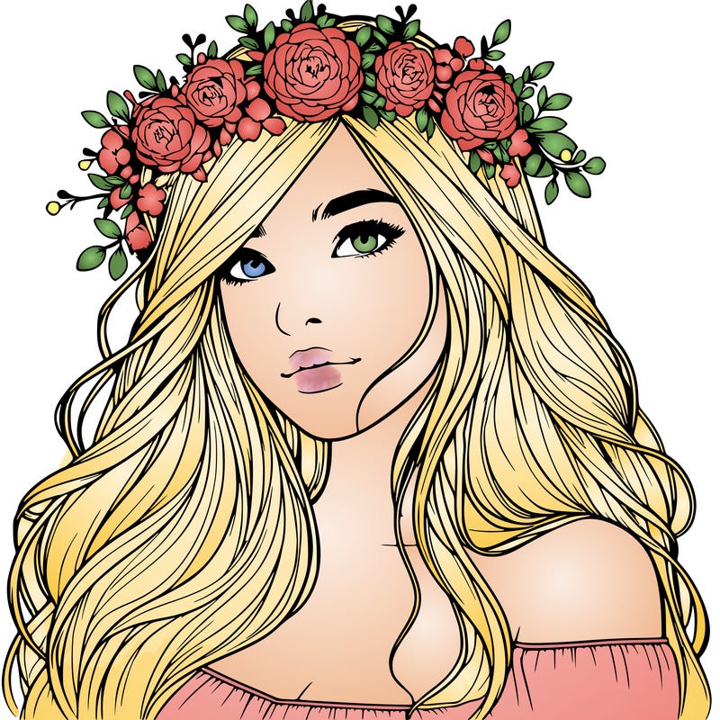 realistic girl with flower crown