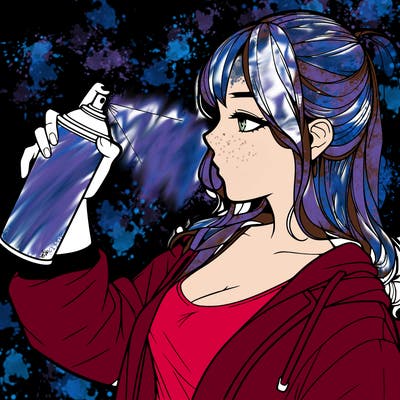 a realistic girl spray, painting