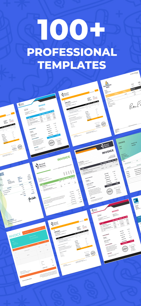Invoice Maker & Estimates - 소규모 사업주를 위한 100개 이상의 전문 송장 및 견적 템플릿 모음