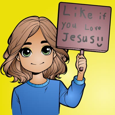 realistic girl holding up a sign