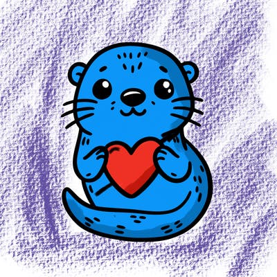 otter with a heart