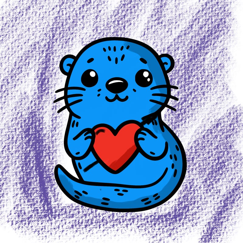 otter with a heart