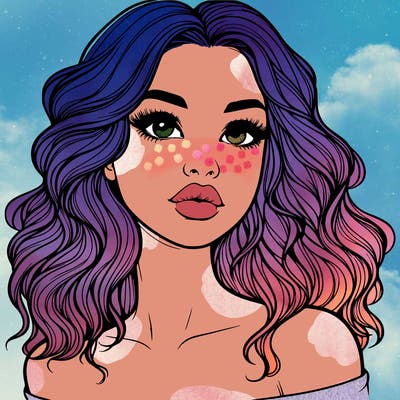 realistic girl with wavy hair and lips