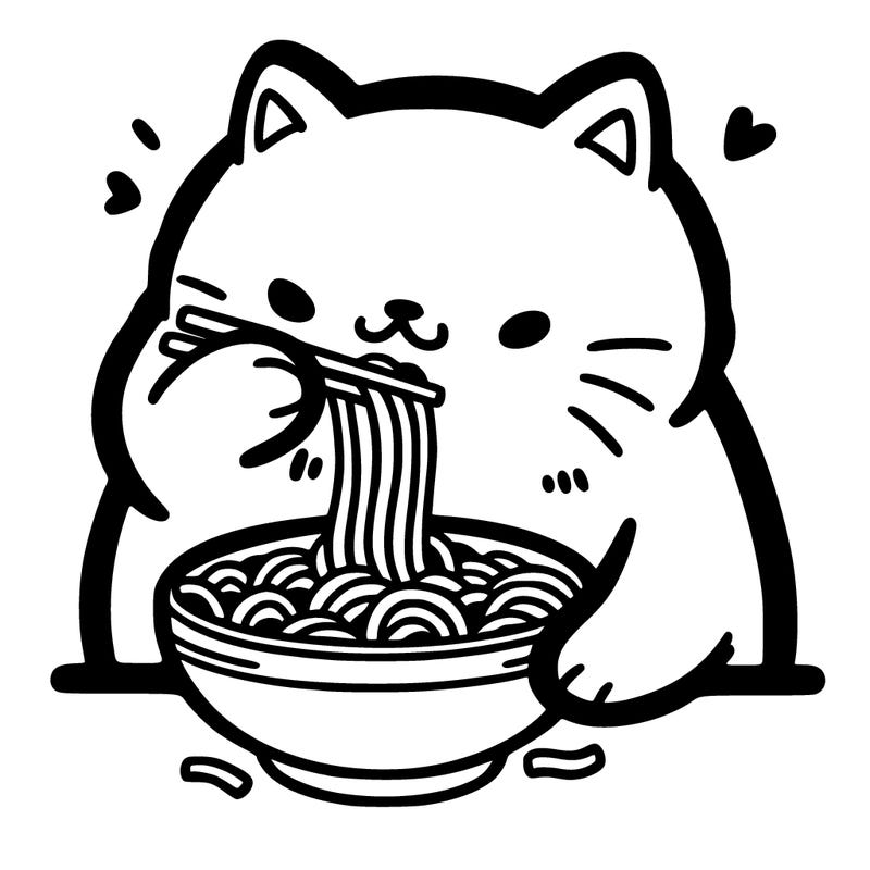 cat eating ramen