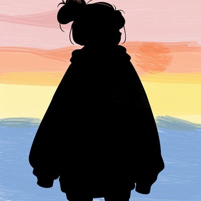 realistic girl with a oversized sweatshirt on and a bun