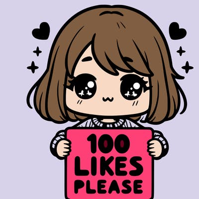 cute girl holding a sign saying 100 likes please