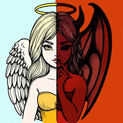 realistic angel half demon