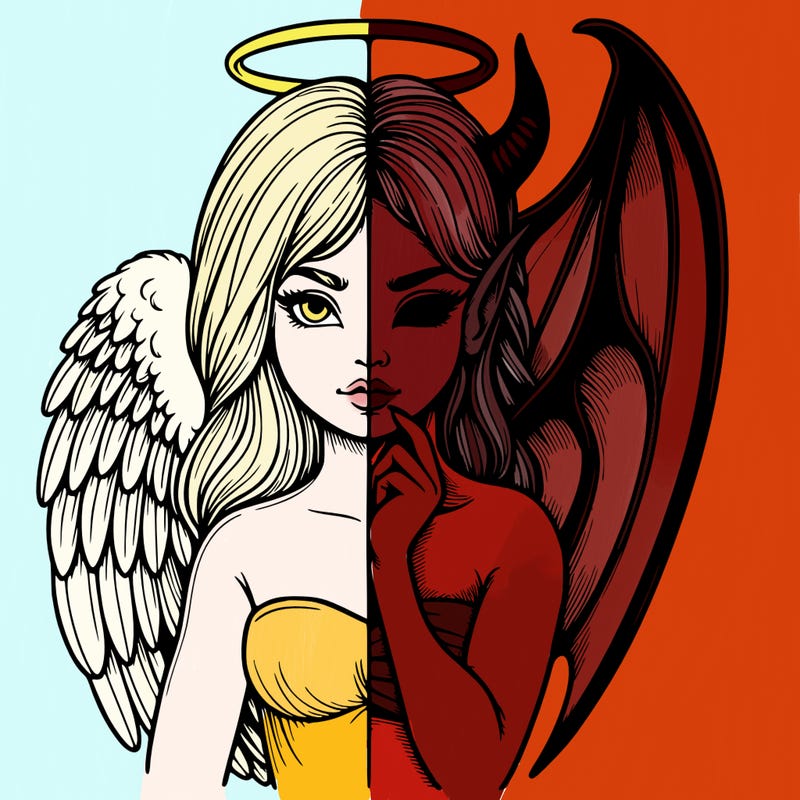 realistic angel half demon