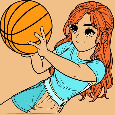 realistic girl playing basketball